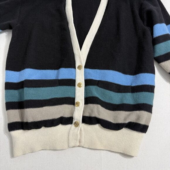 Vintage Sonia Sonia Rykiel Womens Wool Cardigan Strip Size 46 Padded Shoulder - Picture 4 of 16